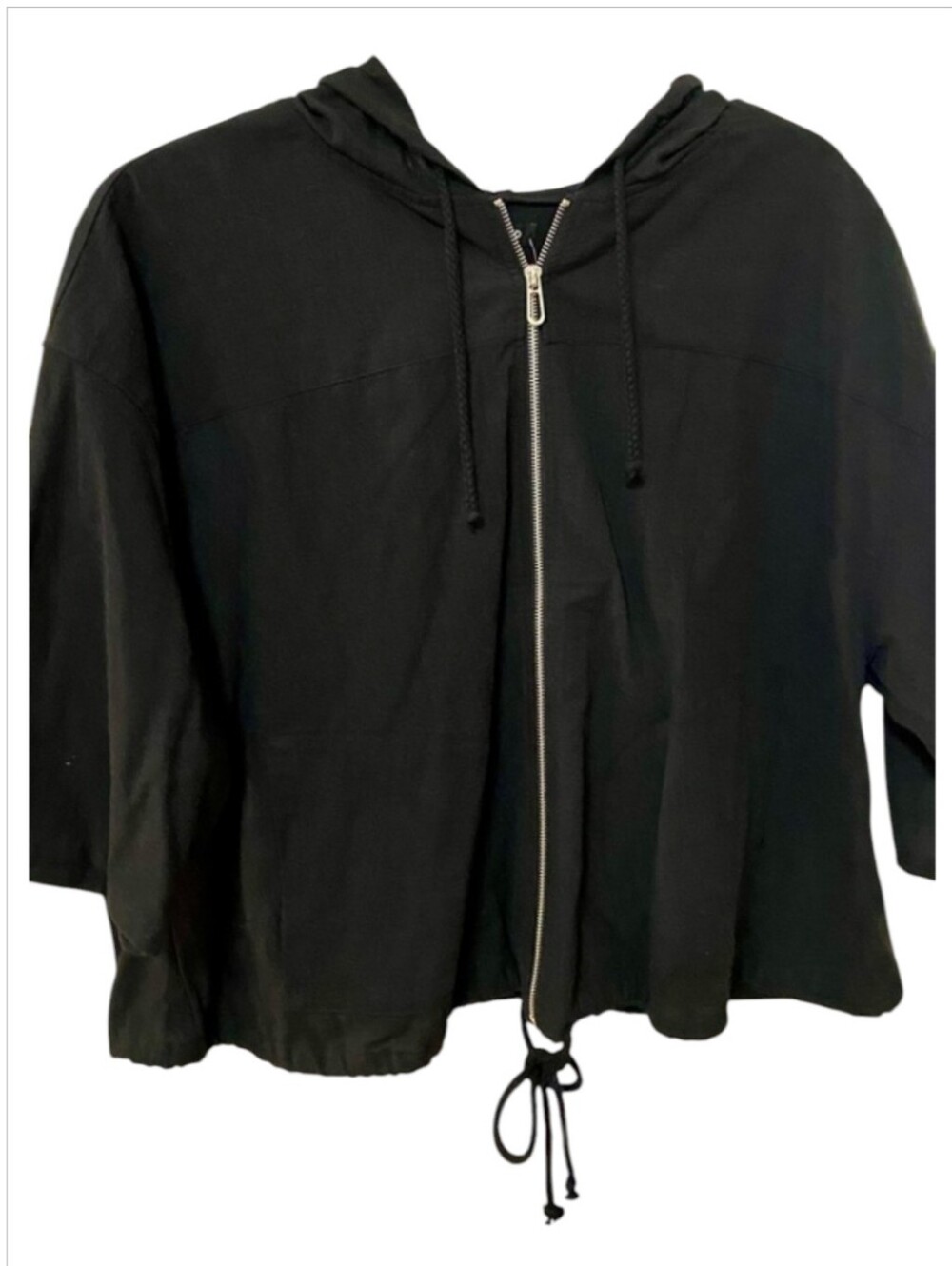 Torrid Black Woven Cotton Hooded Full Zip Short Sleeve Hoodie 18/20 2X Nwt
